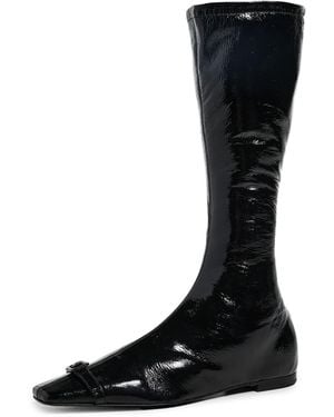 Courreges Flat Buckle Vinyl Boots - Black