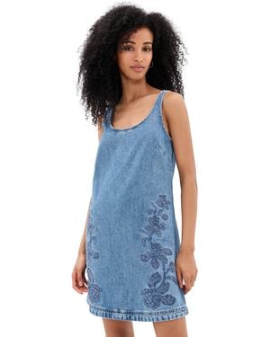 Madewell Denim Embroidered Mini Dress - Blue