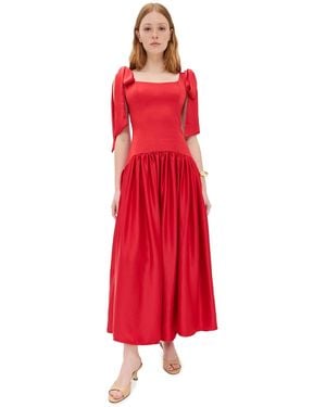 Rendoll Tie Bow Drop Waist Dress - Red