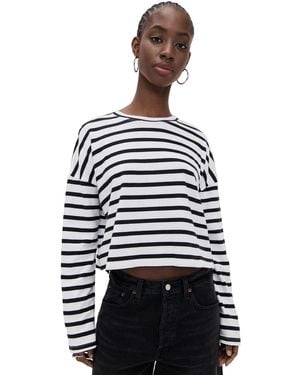 ASKK NY Cropped Long Sleeve Tee Stripe - Black