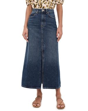 Ulla Johnson The Anais Denim Mid Rise Maxi Skirt - Blue