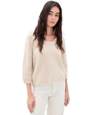 White + Warren Featherweight Cashmere Scoop Tee - Natural