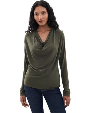 Vince Long Sleeve Cowl Top - Black