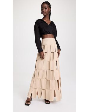 A.W.A.K.E. MODE A. W.a. K.e. Mode Maxi Multi Rectangle Double-layered Skirt - Natural