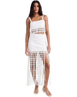 Saylor Elie Fringe Midi Skirt Set - White