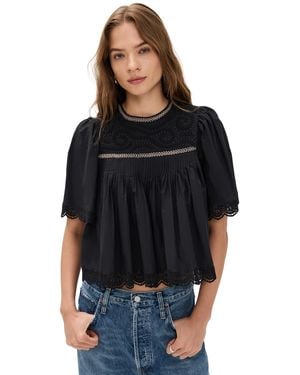 Sea Larissa Embroidery Top - Black