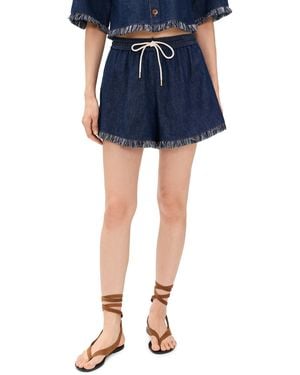 Zimmermann Denim Shorts With Fringes - Blue
