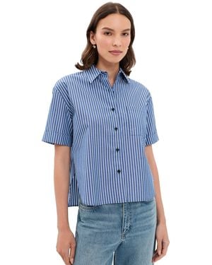 Rag & Bone Connie Short Sleeve Stripe Shirt - Blue