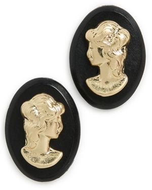 Clare V. Cameo Stud Earrings - Black