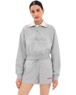 Versace Greca Collared Sweatshirt - Gray