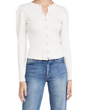 AMO Puff Sleeve Cardigan - White