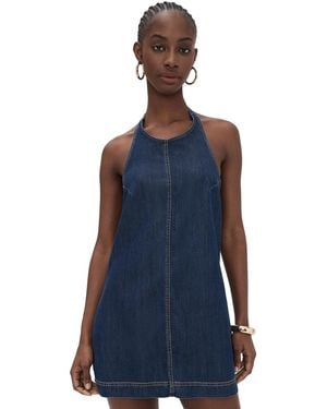 GOOD AMERICAN Denim Halter Shift Dress - Blue
