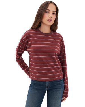 Rag & Bone Kelly Stripe Boxy Tee - Red