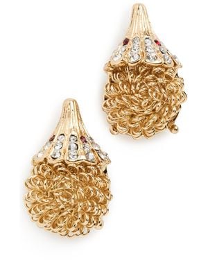 Kenneth Jay Lane Rhinestone And Ruby Eye Hedgehog Earrings - Metallic