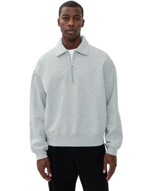 Reigning Champ Brushed Fleece Half Zip Relaxed Sweatshirt - Gray