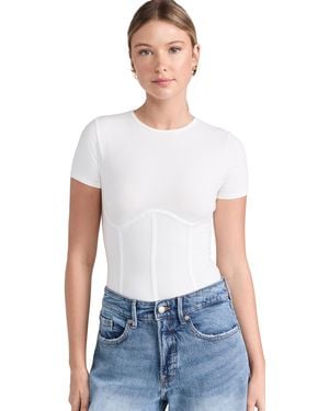Fleur du Mal Cotton T-Shirt Thong Bodysuit - White