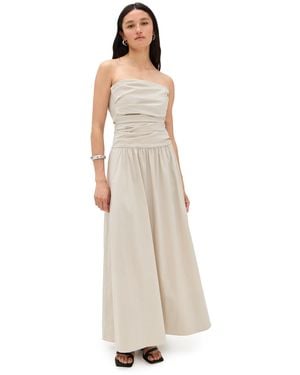 St. Agni Gathered Strapless Tie Back Dress - Natural