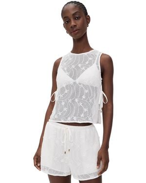 MINKPINK Sundara Tie Side Lace Coverup Top - White