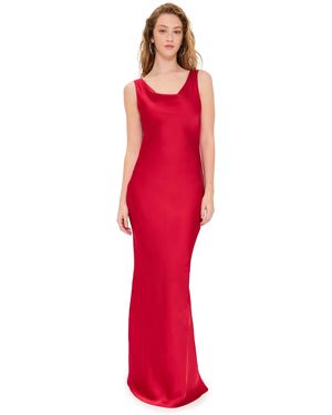 Norma Kamali Deep Drape Neck Gown - Red