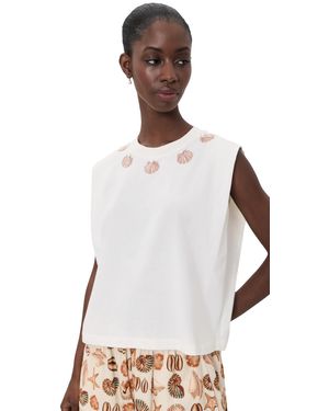 FARM Rio Seashell Embroidered Tee - White