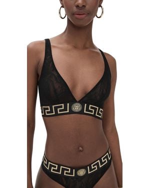 Versace Bra Tulle Barocco Jacquard + Iconic Elastic Bralette - Black