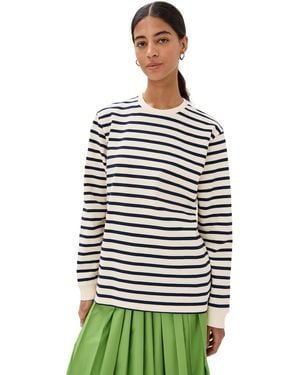 Tibi Striped Perfect Tee Crew Neck - Black