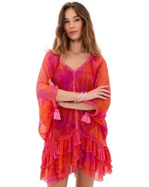 Poupette Poncho Nava Coverup Dress - Red
