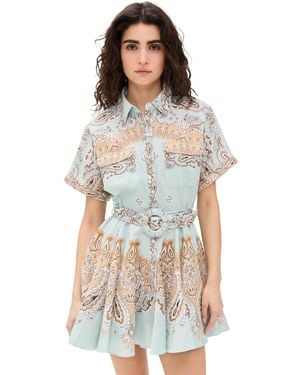 Hemant & Nandita Short Dress With Buckle Belt - Multicolor