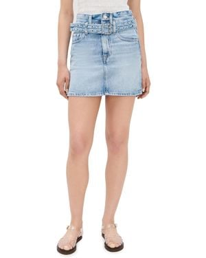 【関税＆送料込み】Ganni Light Blue Denim Skirt Light Blue Stone Heavy Denim Midi Skirt | GANNI US