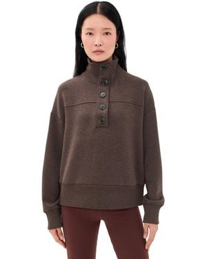 Varley Bronya Button Placket Sweatshirt - Brown