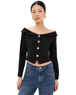 Endless Rose Stretched Off Shoulder Blazer Top - White