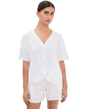 Little Lies Hannah Linen Blouse - White