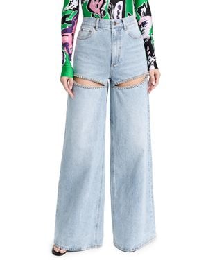 Area Wide-leg Crystal Jeans - Blue