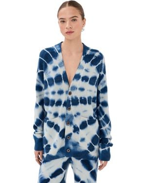 The Elder Statesman Web Flare Relaxed Cashmere Cardigan - Blue