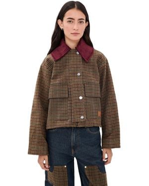 Ganni Short Barn Jacket - Brown