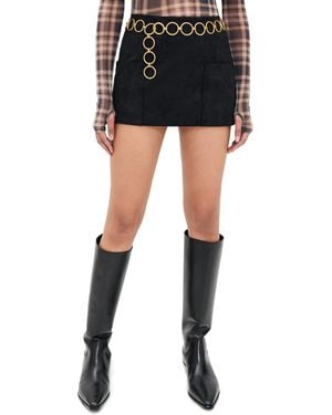 Alexis Nita Faux Suede Skirt With Belt - Black