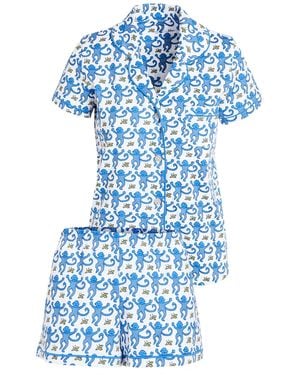 Roberta Roller Rabbit Roer Rabbit Monkey Pj Poo Set Bue - Blue