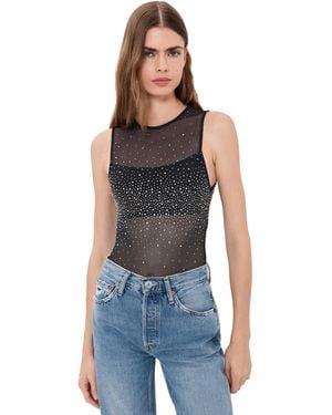 Alice + Olivia Bandeau Embellished Thong Bodysuit - Blue