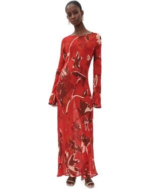 Vrg Grl Luka Sheer Maxi Dress - Red