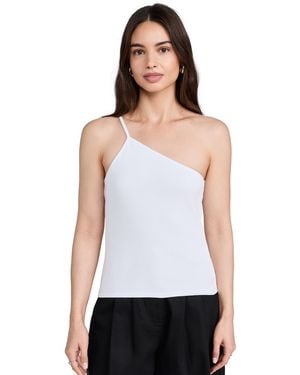 Posse Axel One Shoulder Singlet Top - White