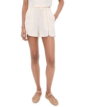 Hevron Clover Linen Shorts - White