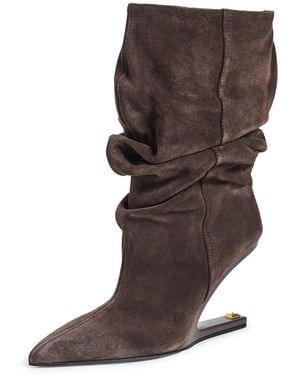 Balmain No Wedge Suede Ankle Boots - Black