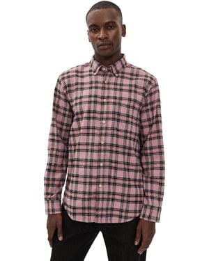 Portuguese Flannel Cais Cotton Plaid Button Down Shirt - Red