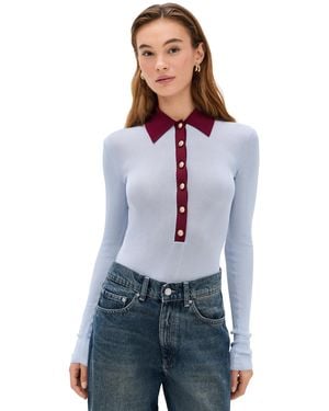 Self-Portrait Viscose Knit Bodysuit - Blue