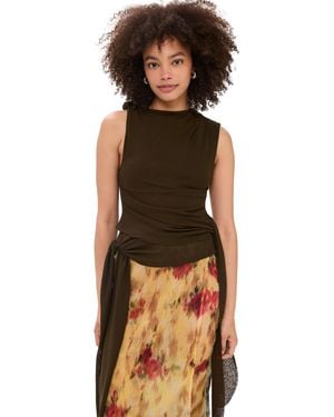 Ganni Marl Mesh Tie Knot Tank Top - Multicolor