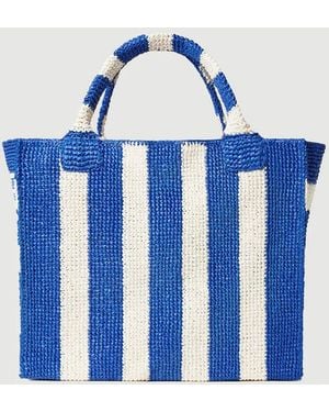 Loeffler Randall Sol Striped Crochet Beach Tote - Blue
