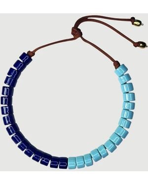 Her New Tribe Pool & Space Split Candy Bead Two Necklace - Blue