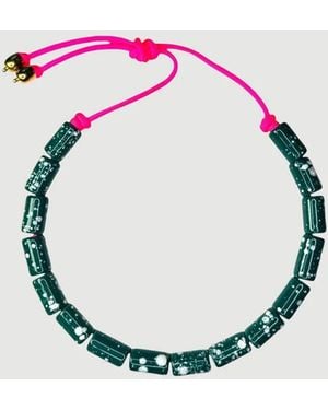 Her New Tribe Melt Candy Bead Four Necklace - Metallic