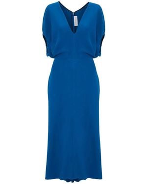 Victoria Beckham Blouson Detail Midi Dress - Blue