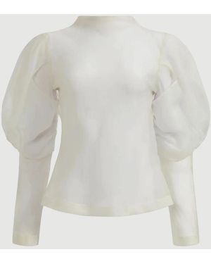 Aje. Mirella Organza Long Sleeve Top - White